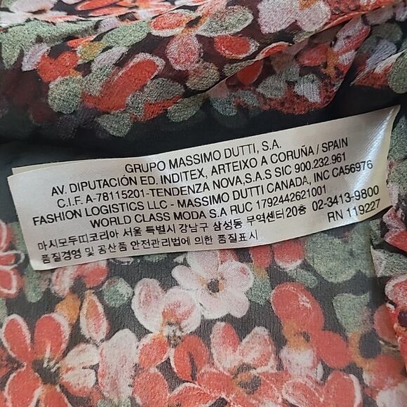 NEW SILK MASSIMO DUTTI ITALIAN MULBERRY BLACK RED LT ED Hong Kong BLOUSE 4 SMALL - Picture 10 of 12